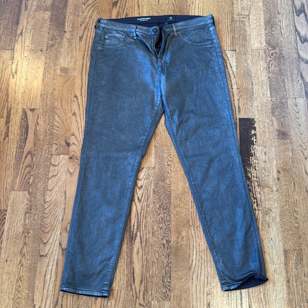 AG Sz32r Silverish almost wax finish The Legging Ankle - super skinny ankle